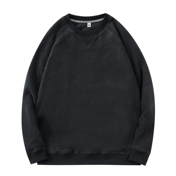 Pull over Sweaters Mens Men's Crewneck Sweatshirt Fuzzy Fleece Solid Color Loose Casual Pullover Winter Warm Tops Dark Gray M