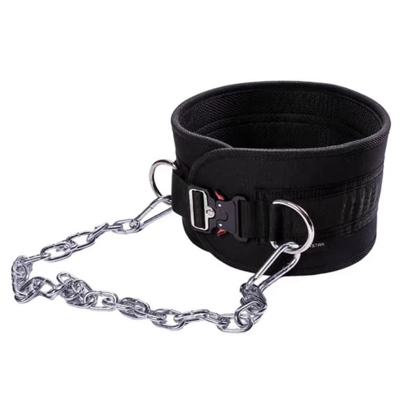 Pull-up Belt Weighted Dip Belt with Chain Double D-ring Weightlifting Back Support Strap Home Gym Equipment Waist Belt