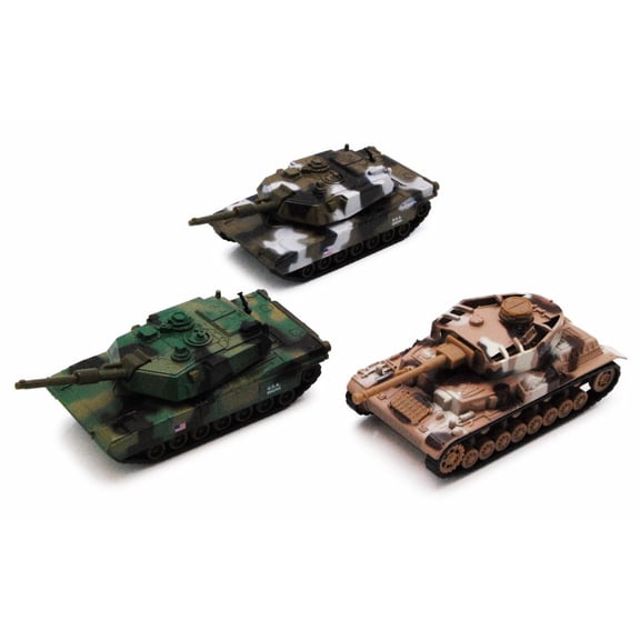 Pullback Power Army Tank Three Color Bundle - Diecast Toy Military Cars