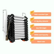 Pulldown Attic Stairs, Wall-mounted Folding Stairs For Attic, Retractable Attic Ladder With Armrests, 9.8 Feet Height