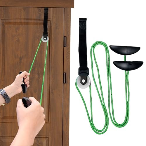 Pulley with Rope and Door Strap,Easy to Use Exercise Equipment for Frozen Shoulder and Hand/Arm Exercise Material Nylon Plastic Colour Green and Black,Smooth Action Pulley
