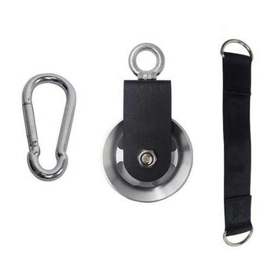 Pulley System Gym Silent Nylon Fitness Swivel Pulley Wheel with Hanging Strap 88 Silver Aluminum