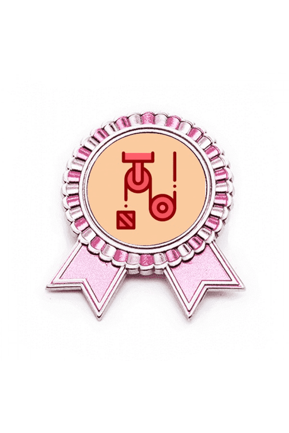 Pulley Tensile Force Experiment Badge Brooch Pin Pink Winner Award Medal