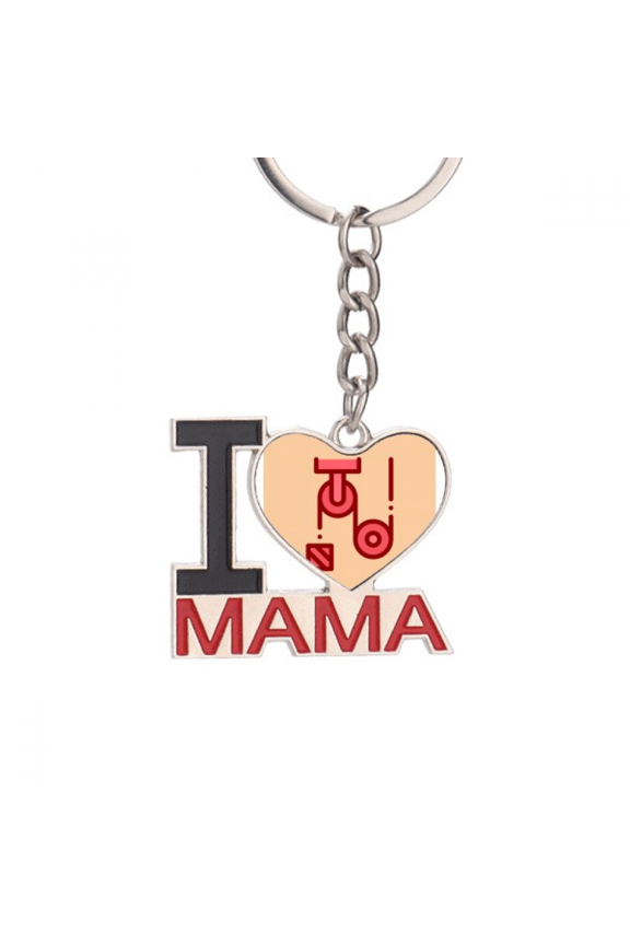 Pulley Tensile Force Experiment Keychain Metal Keyring Holder Love MAMA Mother
