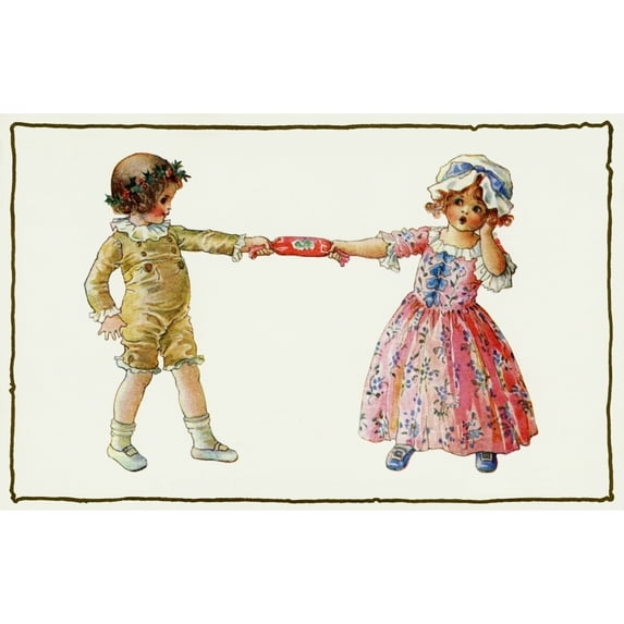 Pulling An Xmas Cracker Poster Print By Mary Evans Picture Library Peter & Dawn Cope Collection