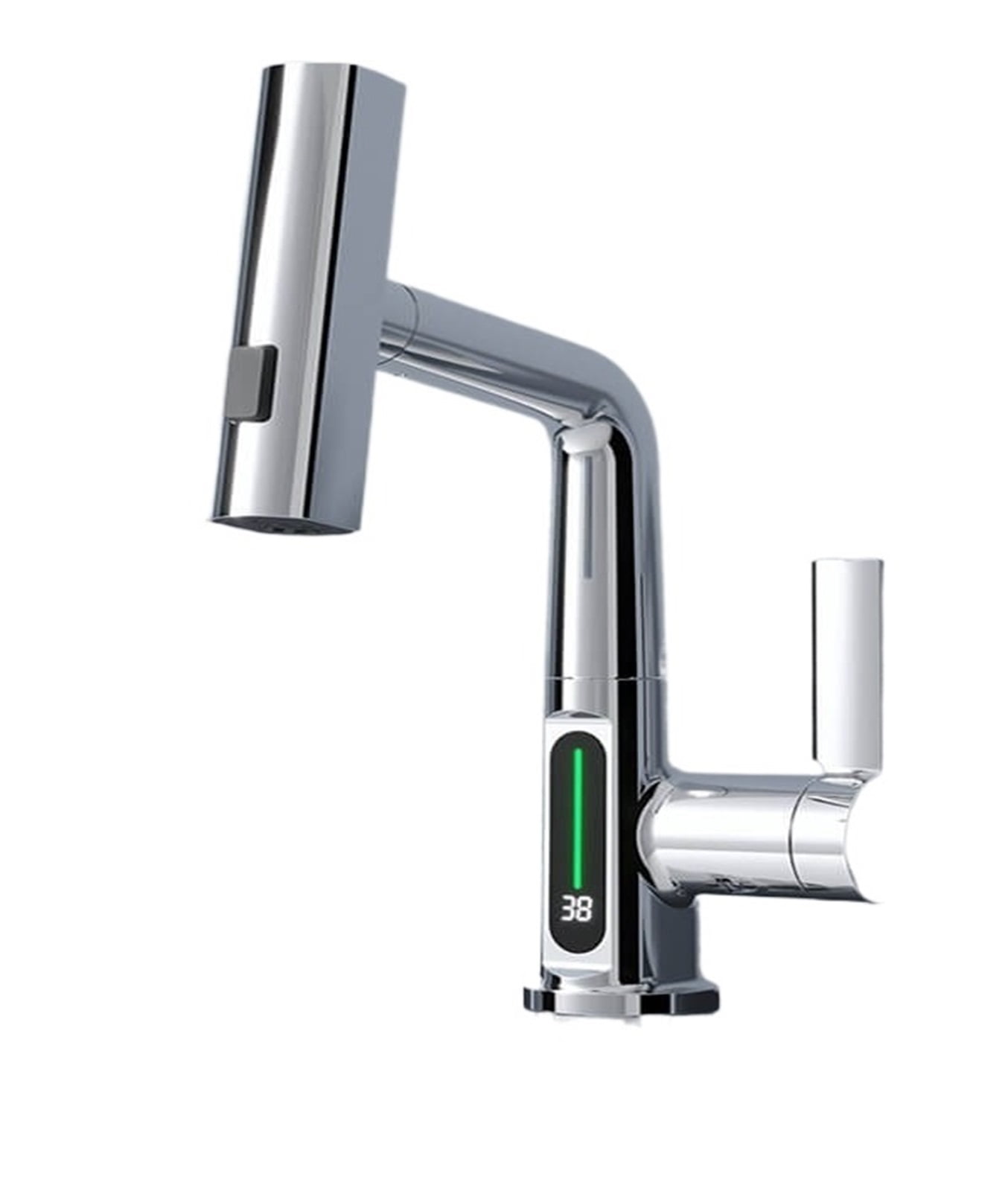 Pulling Lifting Digital Display Faucet, Waterfall Basin Faucet Stream