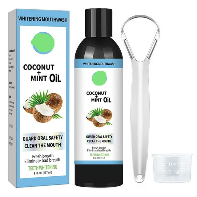 Pulling Oil With Coconut Peppermint Oil Mouthwash For Oral Care Teeth