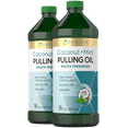Pulling Oil for Teeth & Gums 16 fl oz 2 pack Coconut and Mint For Men and Women by