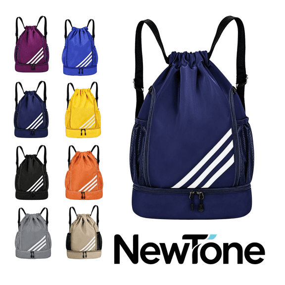 Pulling rope backpack, 20L waterproof Oxford fitness bag, with dry wet separation and independent shoe compartment, basketball, swimming, travel, yoga lightweight sports bag