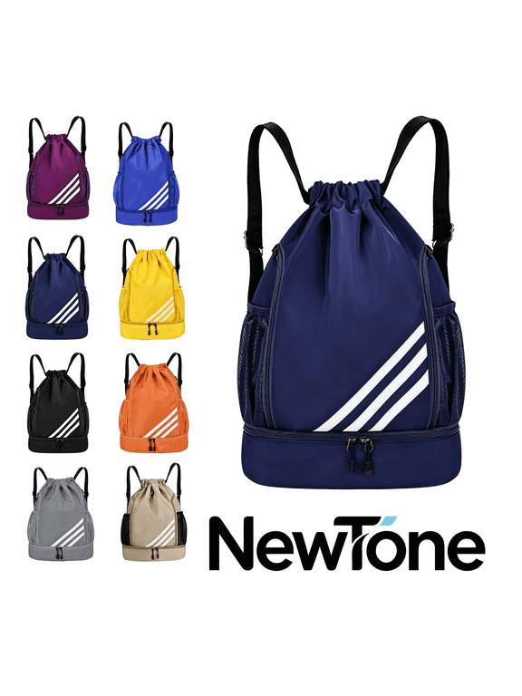 Pulling rope backpack, 20L waterproof Oxford fitness bag, with dry wet separation and independent shoe compartment, basketball, swimming, travel, yoga lightweight sports bag