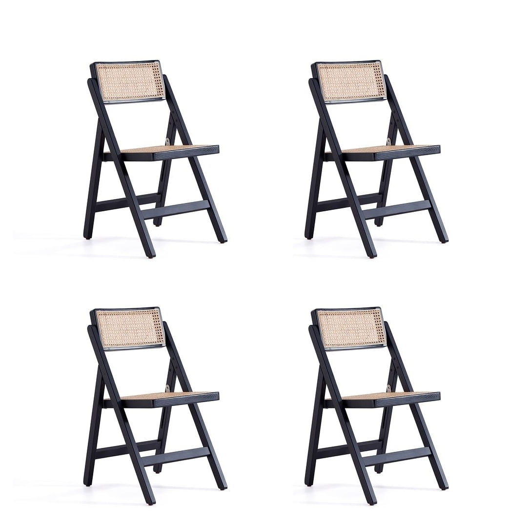 Pullman Black and Natural Cane Solid Wood Folding Side Chair