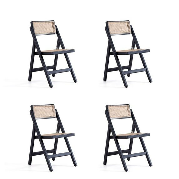 Pullman Folding Dining Chair and Natural Cane - Set of 4