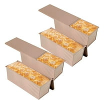 Pullman Loaf Pan with Lid, 4 Pack Non-Stick Black Bread Loaf Pans for Homemade Bread Carbon Steel Bread Toast Box with Cover for Bakeware Bread Toast Oven Baking Gold