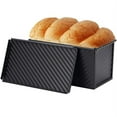 thumbnail image 1 of Pullman Loaf Pan with Lid, 0.99Lb Rectangular Toast Box Mold, 8.4 x 4.7 x 4.3-Inch Nonstick Bough Box for Homemade Bread Baking (Black), 1 of 7