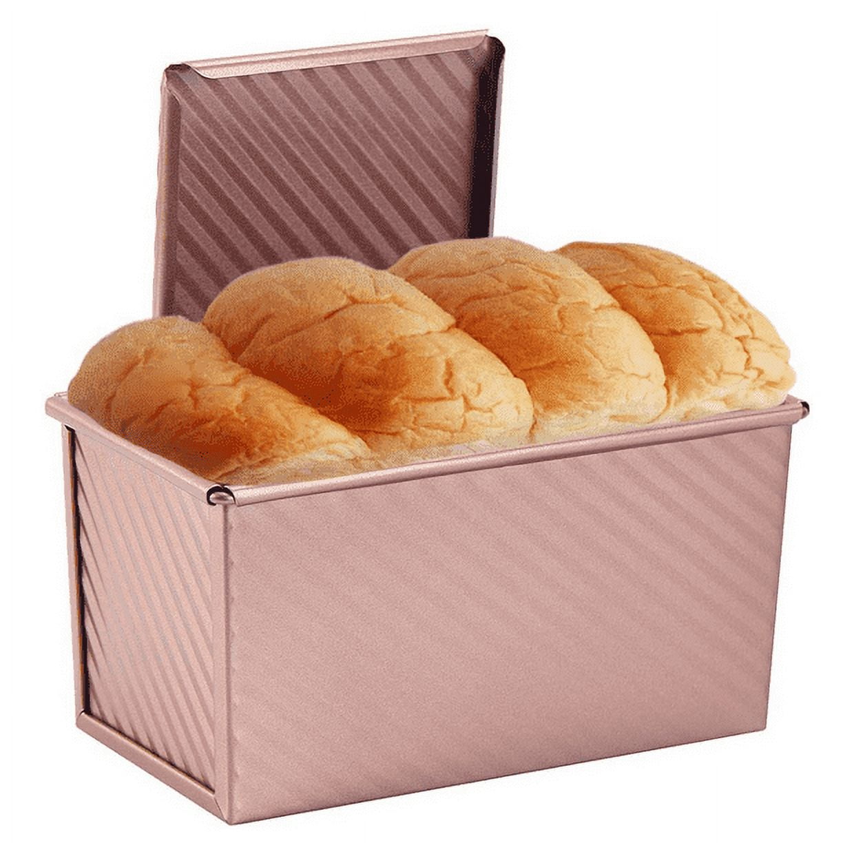Loaf Pan 4x7.7inch, Loaf Pans For Baking Bread/meat Loaf/toast, Golden  Corrugated Carbon Steel Nonstick Bread Pan With Lid, For Oven Baking