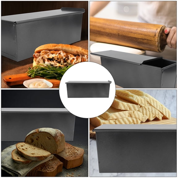 Pullman Loaf Pan with Lid Steel Bread Mold with Cover Non- Bread Mold Bread Pan 900g Large, Black