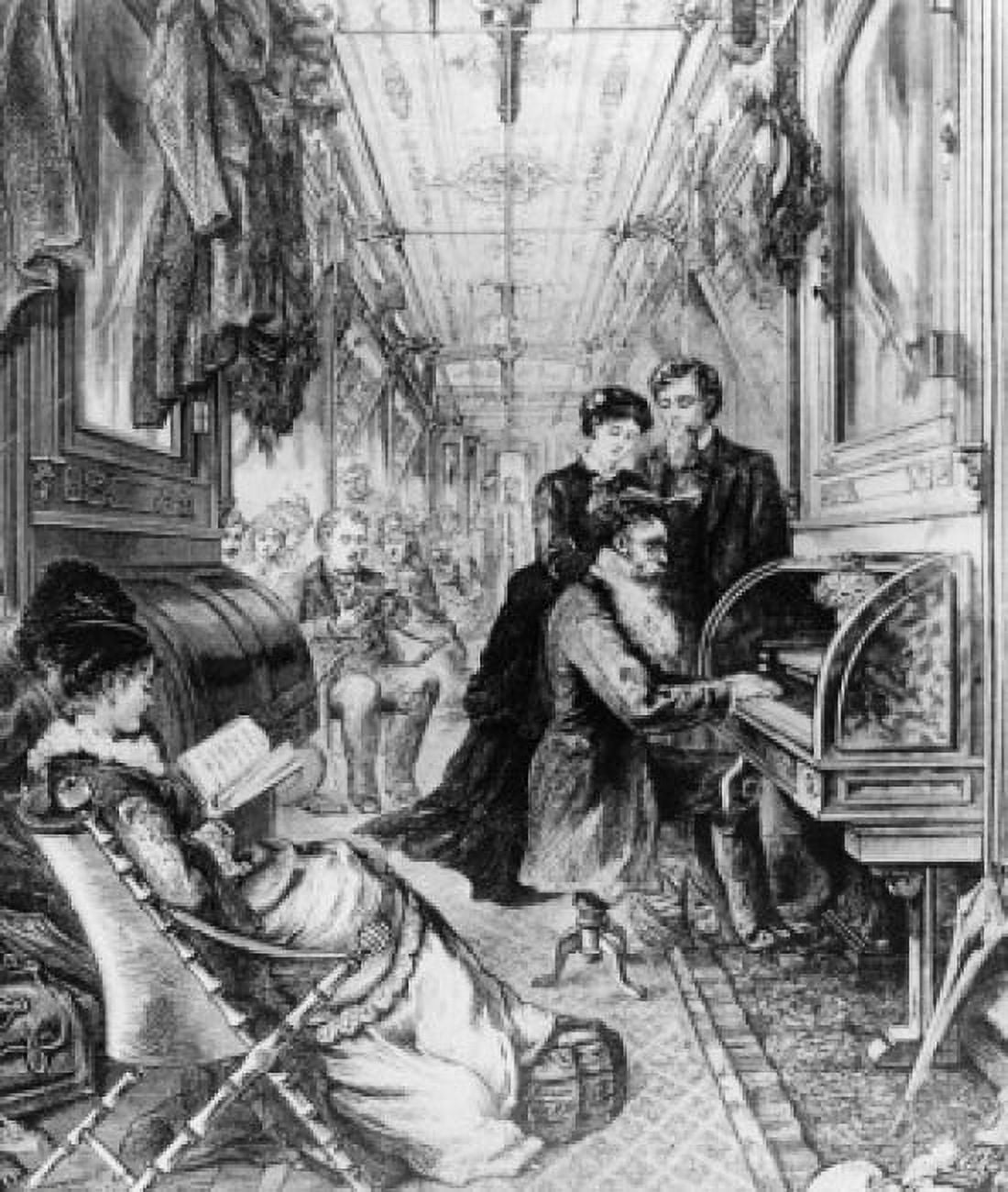Pullman Sleeping Cars aboard the long distance train trips newly designed cars here with organ Canvas Art - (18 x 24)