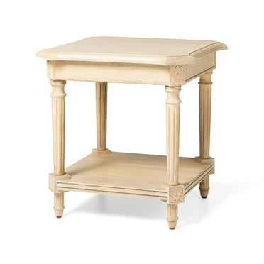 Open Box Pullman Traditional Square Wooden Side Table in Antiqued White Finish