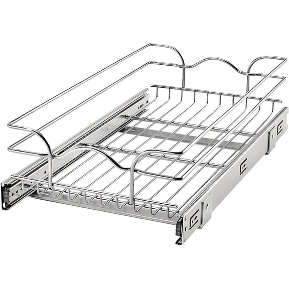 Pullout Kitchen Cabinet Drawer and Rolling Organizer Cabinet Pantry Storage Basket in Multiple Sizes, 12 x 22 in, 5WB1-1220CR-1