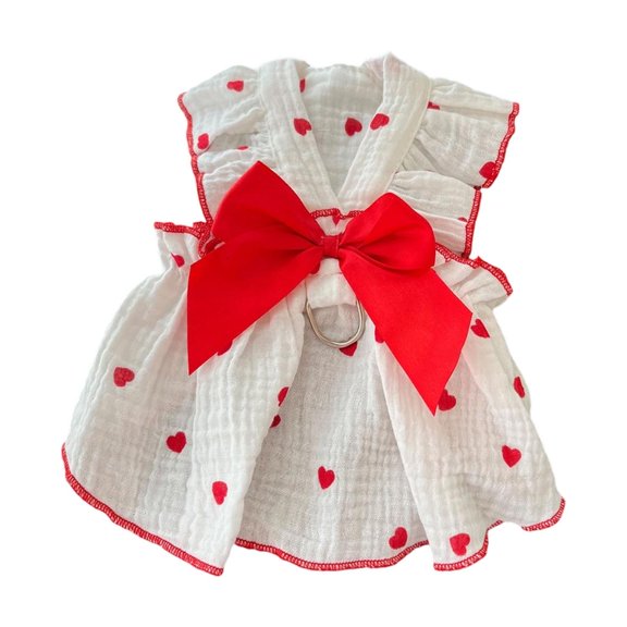 Pullover Dog Dress for Small to Large Dogs for Spring Basic Heart Clothes Princess Heart Pattern