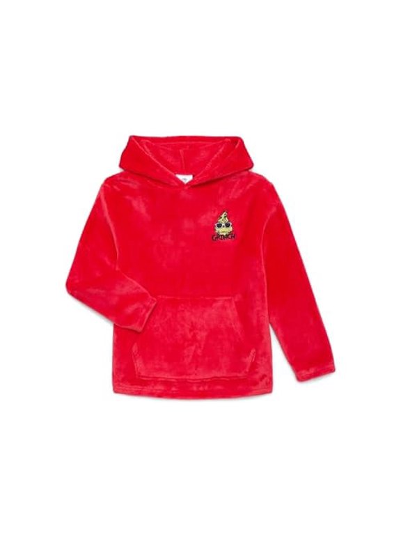 Pullover Grinch Pullover Hoodie with Long Sleeves, Red, Large