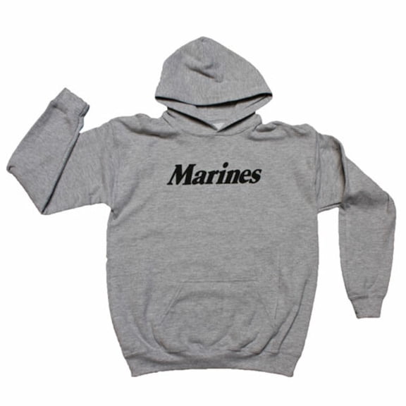 Pullover/hooded Grey Sweatshirt- Marines Medium