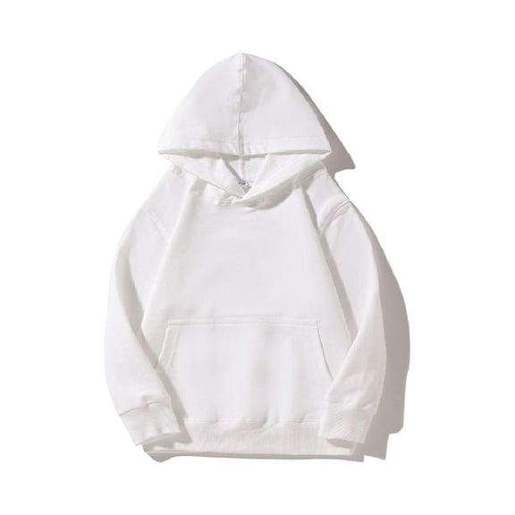 Pullover Hooded Sweatshirt Unisex Casual Long Sleeve Solid Basic Design Kangaroo Pocket Comfortable Fit Top for kids