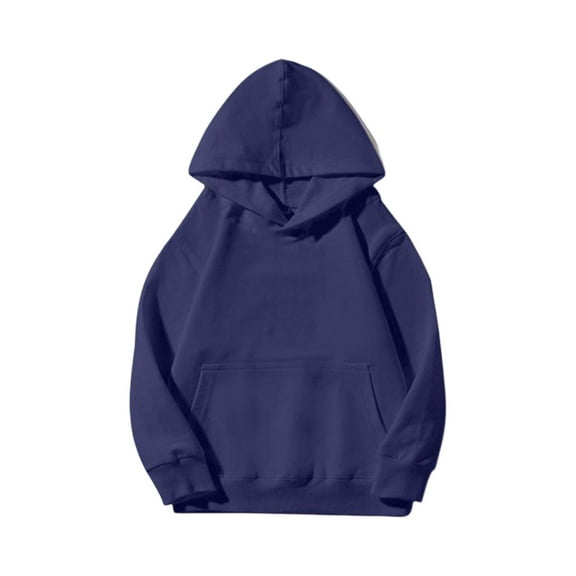 Pullover Hooded Sweatshirt Unisex Casual Long Sleeve Solid Basic Design Kangaroo Pocket Comfortable Fit Top for kids