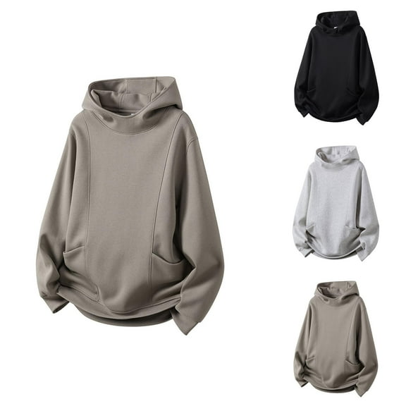 Pullover Hooded Sweatshirt With Half Zip Design For Everyday Wear Men Cotton Fleece Hooded Sweatshirt