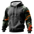 thumbnail image 1 of Pullover Hooded Sweatshirt with Camouflage Patterned Sleeves Drawstring Hood and Front Kangaroo Pocket for Everyday Wear Dark Gray M, 1 of 5