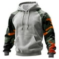 thumbnail image 1 of Pullover Hooded Sweatshirt with Camouflage Patterned Sleeves Drawstring Hood and Front Kangaroo Pocket for Everyday Wear Light Gray 3XL, 1 of 5