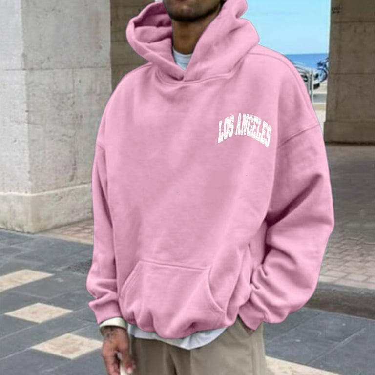 Pullover Hoodie Comfrt Hoodie Plain Hoodie Hoodie Men Mens Hoodie Lightweight Hooded Sweatshirt Men Mens Autumn And Winter Back Letter Printing Letter Oversize Loose Plus Size Ho Pink 3XL Walmart