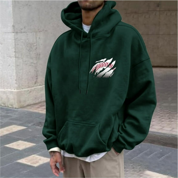 Pullover Hoodie Men Blend Long Sleeve Sweatshirt Men Casual Fashion Hooded Sweatshirts Round Neck Print Pullover Long Sleeve Tops Sweatshirt with Kanga Pockets