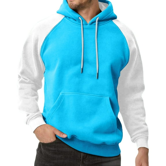 Pullover Hoodie Men Long Sleeve Sweatshirt with Kangaroo PocketsBlue L