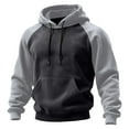 thumbnail image 1 of Pullover Hoodie for Men Classic Raglan Long Sleeve Drawstring Hooded Sweatshirt Kangaroo Pocket Casual Athletic Style Dark Gray L, 1 of 5