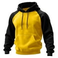 thumbnail image 1 of Pullover Hoodie for Men Classic Raglan Long Sleeve Drawstring Hooded Sweatshirt Kangaroo Pocket Casual Athletic Style Yellow M, 1 of 5