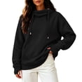 thumbnail image 1 of Pullover Hoodie for Women Men with Thumb Hole, High Neck Long Sleeve Sweatshirt with Side Pockets, Cozy Fall Winter Tops, 1 of 4