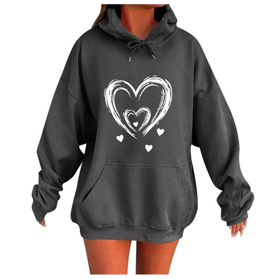 Pullover Hoodie for Womens Plus Size Fashion Casual Ladies Printed Long Sleeve Tops Blouse Hooded Sweatshirts