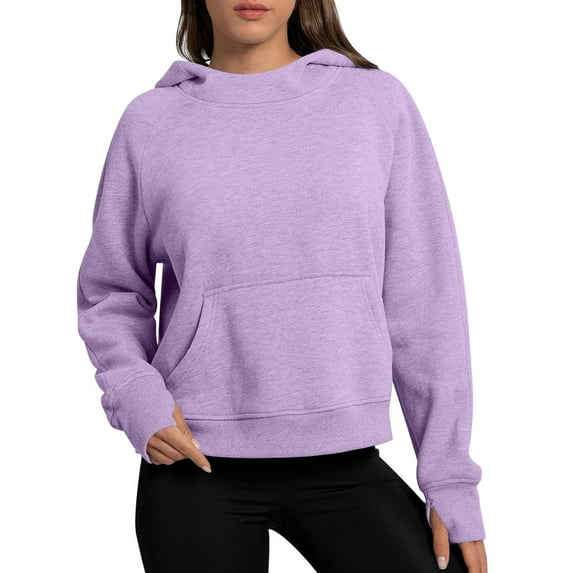 Pullover Hoodie for Womens Plus Size Fashion Loose Casual Solid Color Round Neck Long Sleeved Sweatshirt