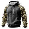 thumbnail image 1 of Pullover Hoodie with Camouflage Print Sleeves Drawstring Hood Front Pouch Pocket Long Sleeve Casual Sweatshirt for Men Women Dark Gray XL, 1 of 5