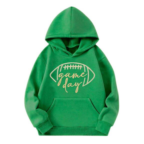 Pullover Hoodie with Game Day Football Print Front Pocket Long Sleeves Casual Loose Fit Soft Fabric for Adults and Teens