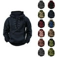 thumbnail image 1 of Pullover Hoodies for Men 2025 Fall Winter Long Sleeve Lace Up Hooded Sweatshirt with Pockets Essentials Mens Hoodies, 1 of 5