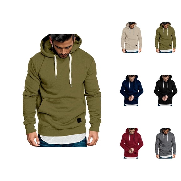 Pullover Hoodies for Men 2025 Long Sleeve Essentials Hooded Sweatshirt with Pockets Casual Hoody Mens Hoodies