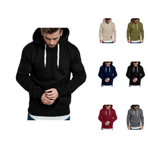 Pullover Hoodies for Men 2025 Long Sleeve Essentials Hooded Sweatshirt with Pockets Casual Hoody Mens Hoodies