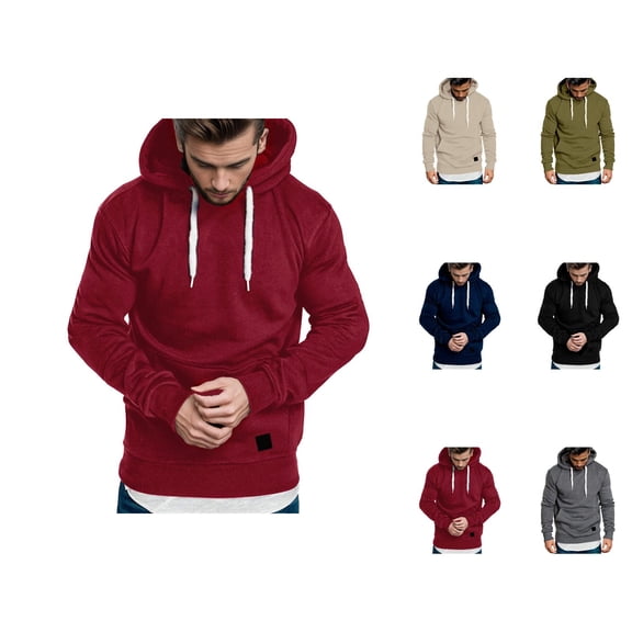 Pullover Hoodies for Men 2025 Long Sleeve Essentials Hooded Sweatshirt with Pockets Casual Hoody Mens Hoodies