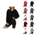 thumbnail image 1 of Pullover Hoodies for Women 2025 Fall Winter Long Sleeve Loose Fit Plain Hooded Sweatshirt Pullover Tops, 1 of 6