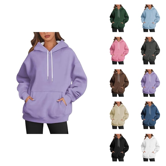 Pullover Hoodies for Women Long Sleeve Trendy Hooded Sweatshirt with Pockets Hoody Top