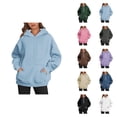 thumbnail image 1 of Pullover Hoodies for Women Long Sleeve Trendy Hooded Sweatshirt with Pockets Hoody Top, 1 of 4