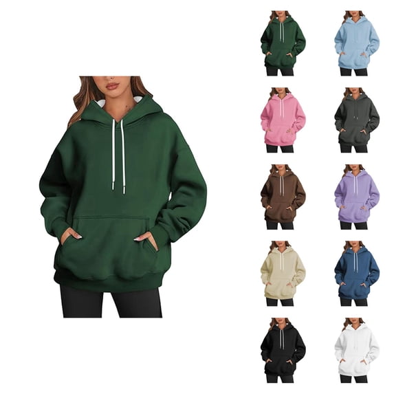 Pullover Hoodies for Women Long Sleeve Trendy Hooded Sweatshirt with Pockets Hoody Top