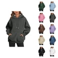 thumbnail image 1 of Pullover Hoodies for Women Long Sleeve Trendy Hooded Sweatshirt with Pockets Hoody Top, 1 of 4